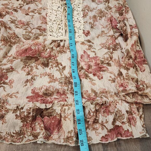 Ralph Lauren Denim Supply Crochet Lace Floral Y2K Peasant Top Womens Medium - Picture 6 of 12